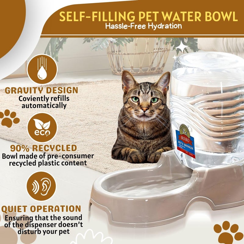 Flexzion Automatic Gravity Pet Waterer for Cat & Dog - Non-Skid & Easy-Clean Auto Replenish Water Dispenser Drinking Bowl (3/8 Gallon / 1.5L), Beige - Image 4